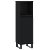 3 Piece Bathroom Furniture Set Black Engineered Wood