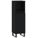 3 Piece Bathroom Furniture Set Black Engineered Wood - Close-Up Angle