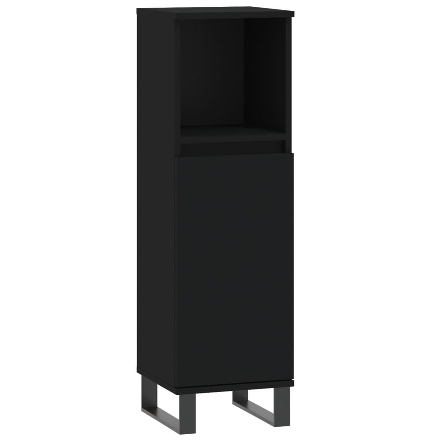 3 Piece Bathroom Furniture Set Black Engineered Wood, image 5