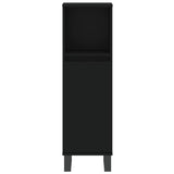 3 Piece Bathroom Furniture Set Black Engineered Wood - Low Angle