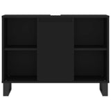 3 Piece Bathroom Furniture Set Black Engineered Wood