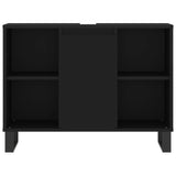 3 Piece Bathroom Furniture Set Black Engineered Wood - Extra Image