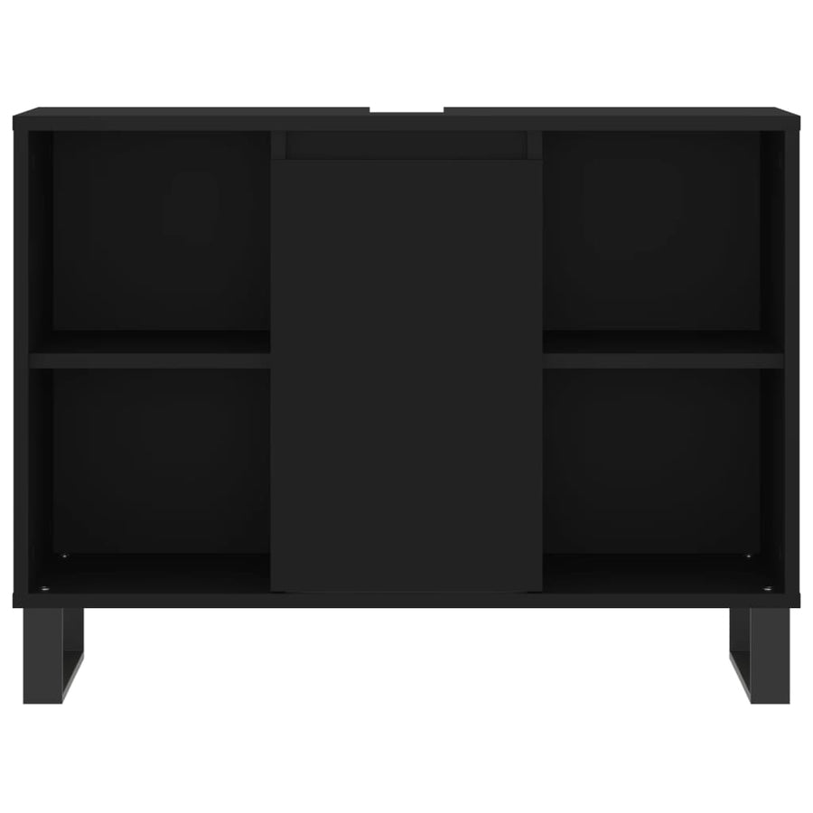 3 Piece Bathroom Furniture Set Black Engineered Wood, image 8