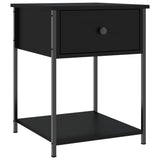 Bedside Table Black 44x45x58 cm Engineered Wood - Front View