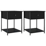Bedside Tables 2 pcs Black 44x45x58 cm Engineered Wood - Front View