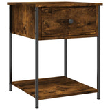 Bedside Table Smoked Oak 44x45x58 cm Engineered Wood - Front View
