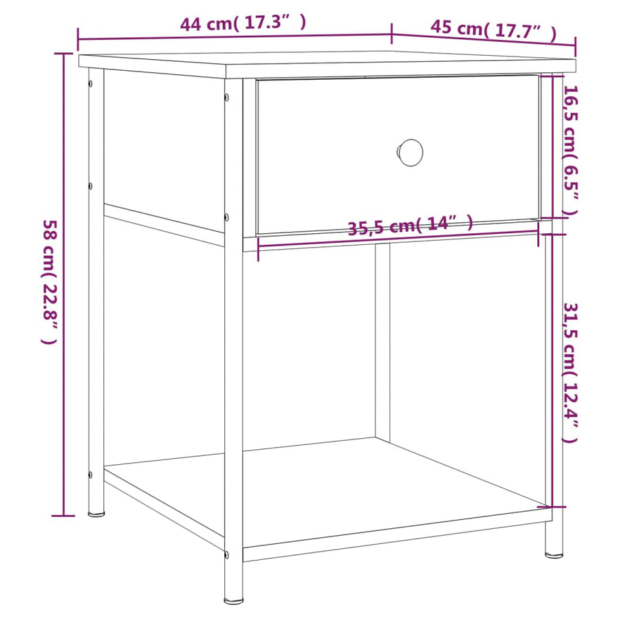 Bedside Table Grey Sonoma 44x45x58 cm Engineered Wood