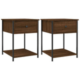 Bedside Tables 2 pcs Brown Oak 44x45x58 cm Engineered Wood - Front View