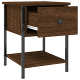 Bedside Table Brown Oak 34x35.5x45 cm Engineered Wood - 45-Degree Angle