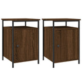 Bedside Cabinets 2 pcs Brown Oak 40x42x60 cm Engineered Wood - Front View