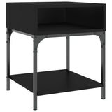Bedside Table Black 40x41x50 cm Engineered Wood - Front View