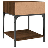 Bedside Table Brown Oak 40x41x50 cm Engineered Wood - Rear View