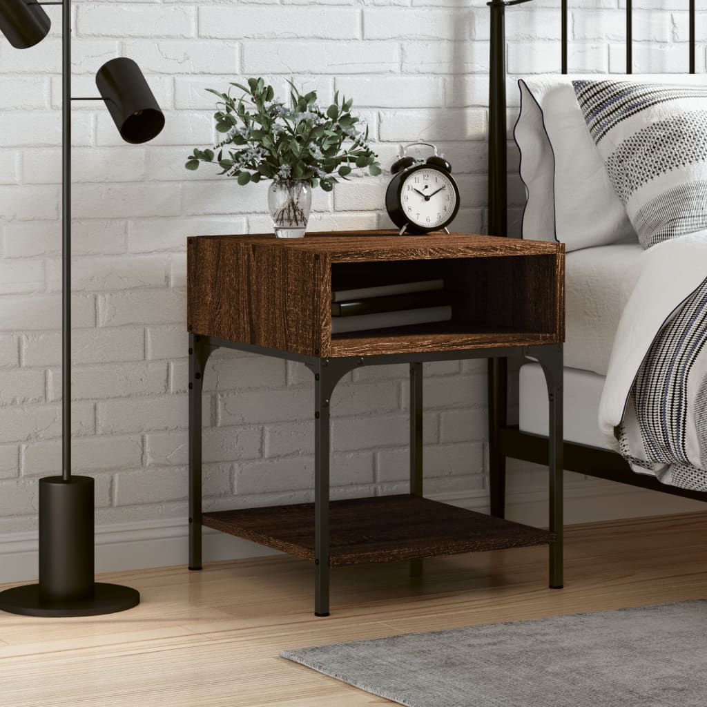 Bedside Table Brown Oak 40x41x50 cm Engineered Wood