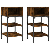Bedside Tables 2 pcs Smoked Oak 35x34.5x70 cm Engineered Wood - Front View
