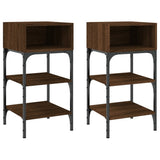 Bedside Tables 2 pcs Brown Oak 35x34.5x70 cm Engineered Wood - Front View