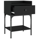 Bedside Table Black 40.5x31x60 cm Engineered Wood - Rear View