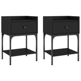 Bedside Tables 2 pcs Black 40.5x31x60 cm Engineered Wood - Front View