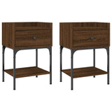 Bedside Tables 2 pcs Brown Oak 40.5x31x60 cm Engineered Wood - Front View