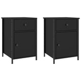 Bedside Cabinets 2 pcs Black 40x42x60 cm Engineered Wood - Front View
