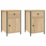 Bedside Cabinets 2 pcs Sonoma Oak 40x42x60 cm Engineered Wood - Front View