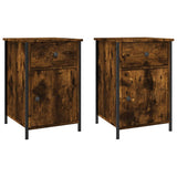 Bedside Cabinets 2 pcs Smoked Oak 40x42x60 cm Engineered Wood - Front View