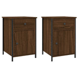 Bedside Cabinets 2 pcs Brown Oak 40x42x60 cm Engineered Wood - Front View