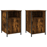 Bedside Cabinets 2 pcs Smoked Oak 40x42x60 cm Engineered Wood - Front View