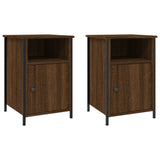 Bedside Cabinets 2 pcs Brown Oak 40x42x60 cm Engineered Wood - Front View