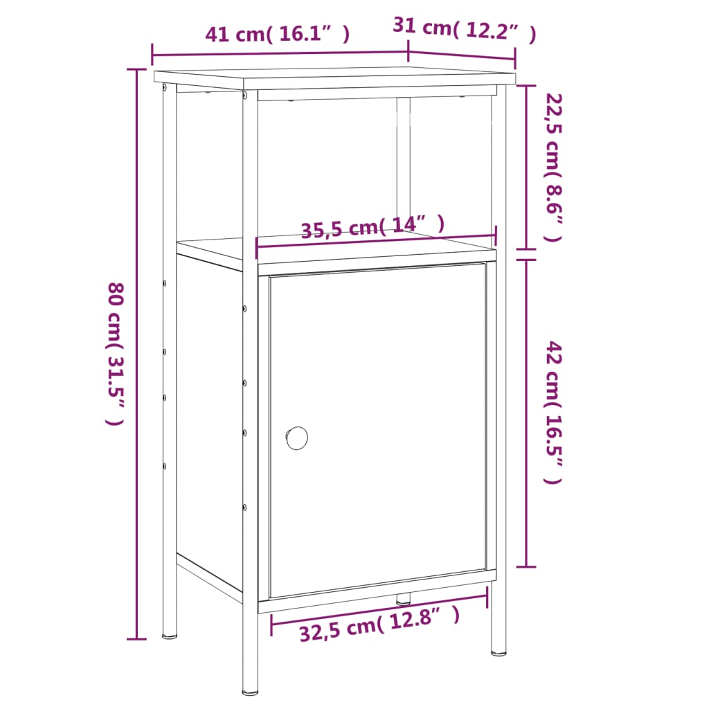 Bedside Cabinets 2 pcs Grey Sonoma 41x31x80 cm Engineered Wood