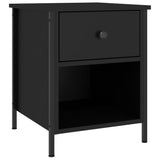 Bedside Cabinet Black 40x42x50 cm Engineered Wood - Front View