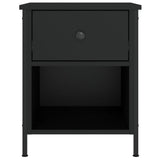Bedside Cabinet Black 40x42x50 cm Engineered Wood - Rear View
