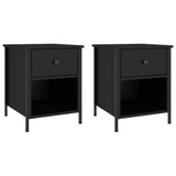 Bedside Cabinets 2 pcs Black 40x42x50 cm Engineered Wood - Front View