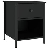Bedside Cabinets 2 pcs Black 40x42x50 cm Engineered Wood - Side View