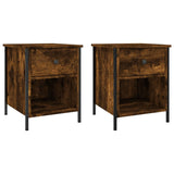 Bedside Cabinets 2 pcs Smoked Oak 40x42x50 cm Engineered Wood - Front View