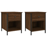 Bedside Cabinets 2 pcs Brown Oak 40x42x50 cm Engineered Wood - Front View