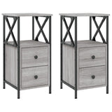 Bedside Cabinets 2 pcs Grey Sonoma 34x35.5x70 cm Engineered Wood - Front View