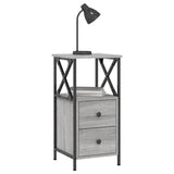 Bedside Cabinets 2 pcs Grey Sonoma 34x35.5x70 cm Engineered Wood - Low Angle