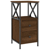 Bedside Cabinet Brown Oak 34x35.5x70 cm Engineered Wood - Front View