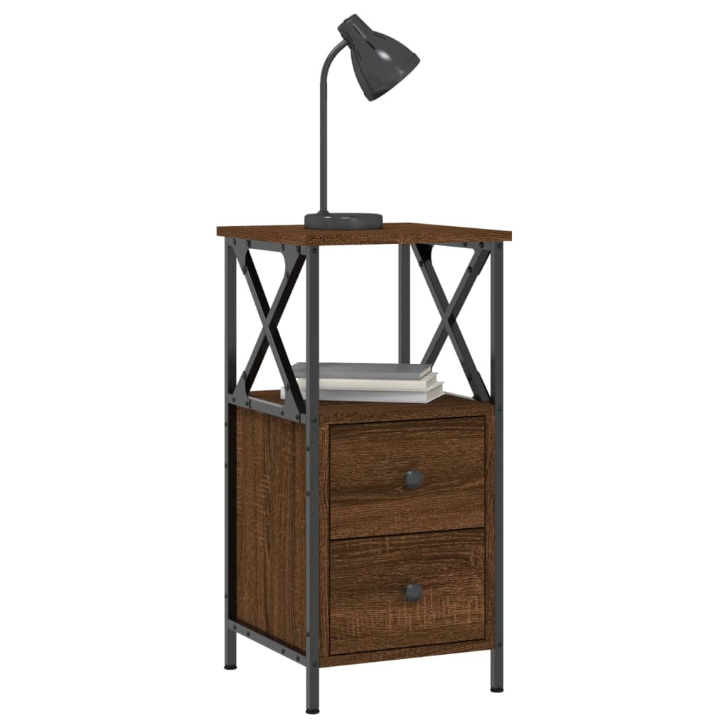 Bedside Cabinet Brown Oak 34x35.5x70 cm Engineered Wood