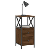Bedside Cabinet Brown Oak 34x35.5x70 cm Engineered Wood