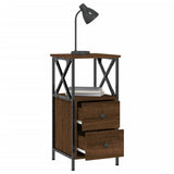 Bedside Cabinet Brown Oak 34x35.5x70 cm Engineered Wood