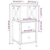 Bedside Cabinet Brown Oak 34x35.5x70 cm Engineered Wood - Extra Image