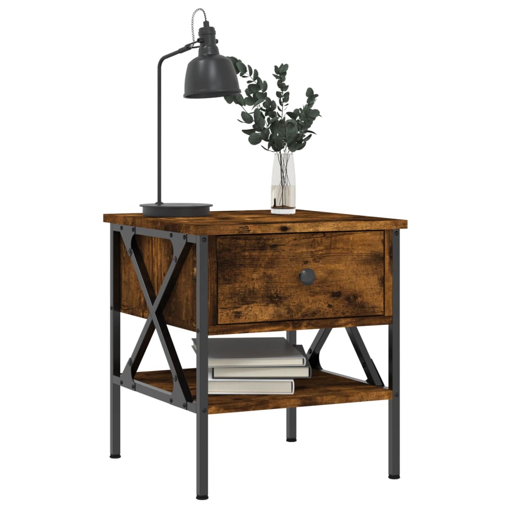 Bedside Table Smoked Oak 40x42x45 cm Engineered Wood