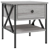 Bedside Table Grey Sonoma 40x42x45 cm Engineered Wood - Front View