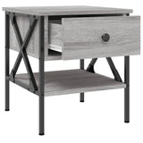 Bedside Table Grey Sonoma 40x42x45 cm Engineered Wood - Rear View
