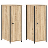 Bedside Cabinets 2 pcs Sonoma Oak 32x42x80 cm Engineered Wood - Front View