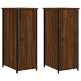 Bedside Cabinets 2 pcs Brown Oak 32x42x80 cm Engineered Wood - Front View