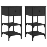 Bedside Cabinets 2 pcs Black 34x36x70 cm Engineered Wood - Front View