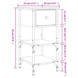 Bedside Cabinet Brown Oak 34x36x70 cm Engineered Wood - Extra Image
