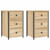 Bedside Cabinets 2 pcs Sonoma Oak 40x36x60 cm Engineered Wood - Front View